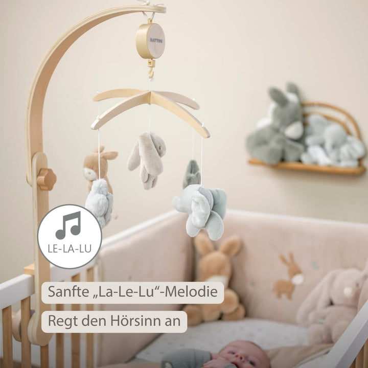 Nattou Loulou Holz-Baby-Musikmobile, Mobile Baby, Babygeschenk, Geschenk zur Geburt, 50 x 40 x 74 cm