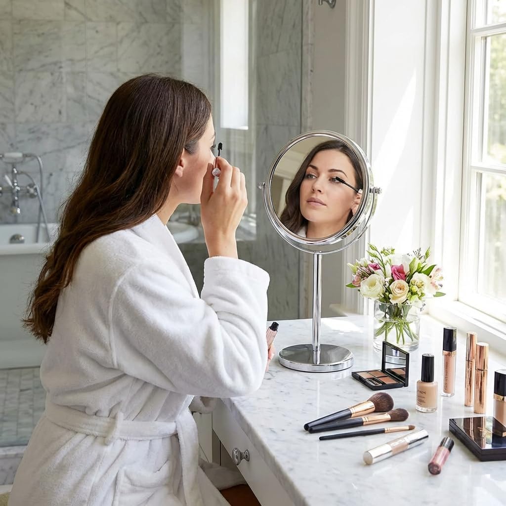 Mirrorvana Spiegel mit 10-facher Vergrösserung, runder Spiegel für Badezimmer, Tischspiegel für Make
