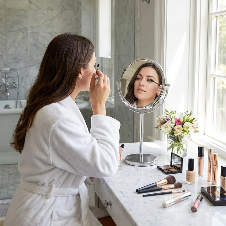 Mirrorvana Spiegel mit 10-facher Vergrösserung, runder Spiegel für Badezimmer, Tischspiegel für Make