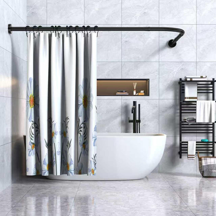 Duschvorhangstange L-Form Verstellbar 304 Edelstahl Duschstange Ecke, (90-120 cm × 90-120 cm), Bohrm
