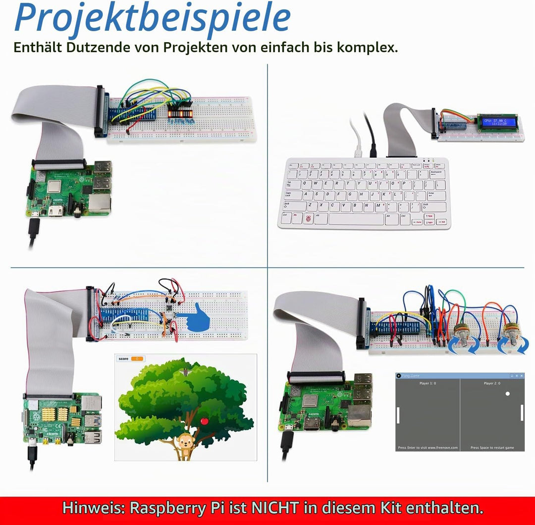 FREENOVE Ultrasonic Starter Kit for Raspberry Pi 4 B 3 B+ 400, 484-Page Detailed Tutorial, Python C