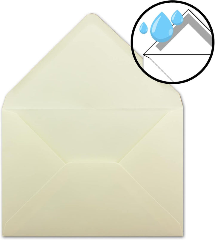 500 Stück Brief-Umschläge Creme - DIN C5-100 g/m² - 16,2 x 22,9 cm - Nassklebung mit spitzer Klappe