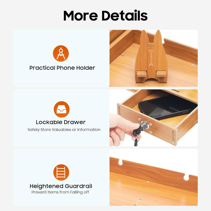 TESUGN Monitorständer mit Aufbewahrungsfunktion, Grosser Computer-Laptop-Ständer mit Schublade, Schr