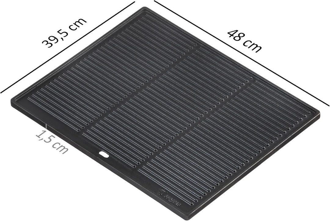 BBQ-Toro Gusseisen Grillplatte | 48 x 39,5 cm | Wendeplatte, beidseitig verwendbar | Rechteckig, Uni
