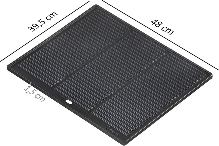 BBQ-Toro Gusseisen Grillplatte | 48 x 39,5 cm | Wendeplatte, beidseitig verwendbar | Rechteckig, Uni