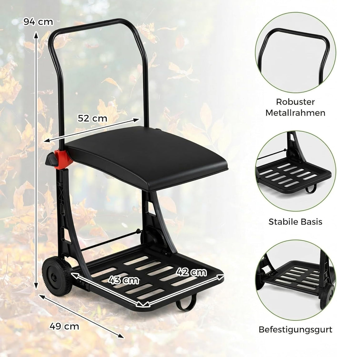 COSTWAY Müllsackständer, Abfallwagen mit Rollen & Deckel, Müllsackhalter höhenverstellbar, Müllbeute
