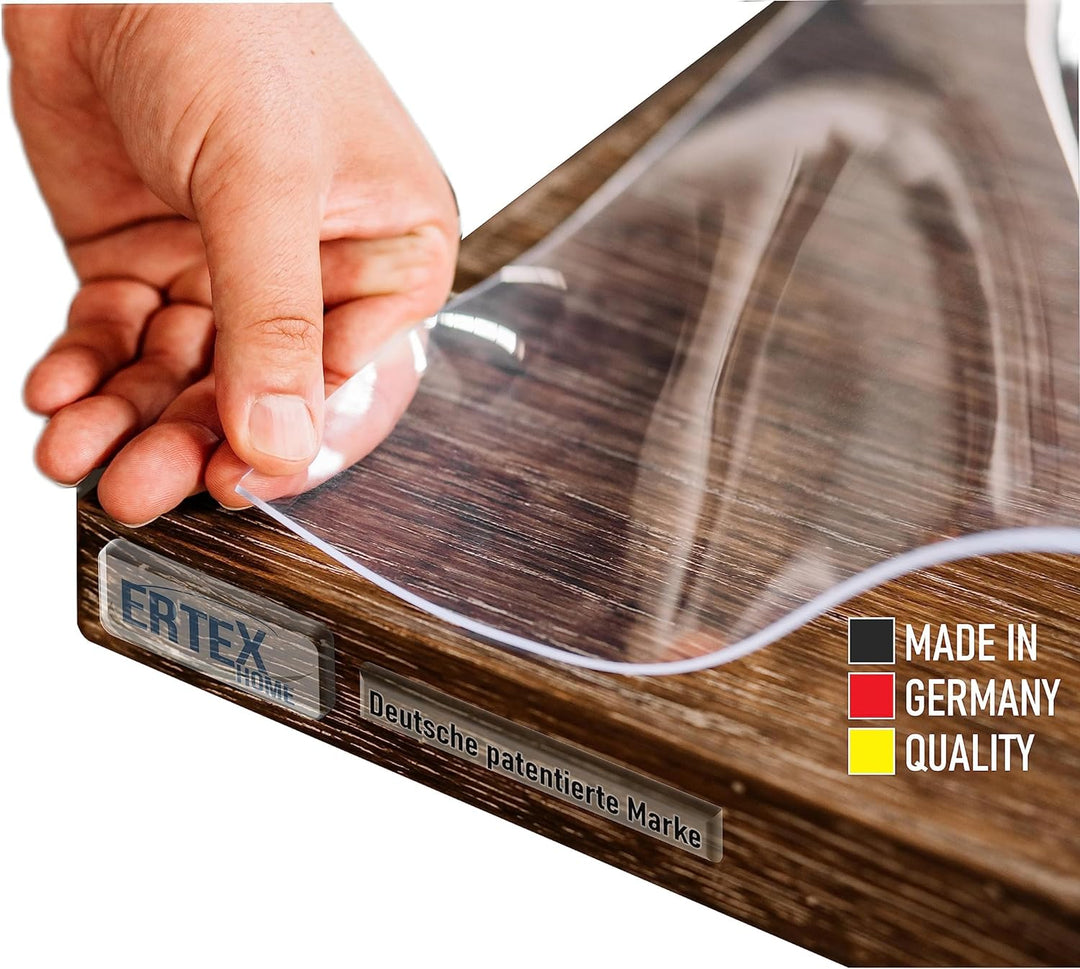 Ertex Tischfolie transparent 2,2mm mit abgeschrägter Kante/Tischschutz transparent versch. Grössen u