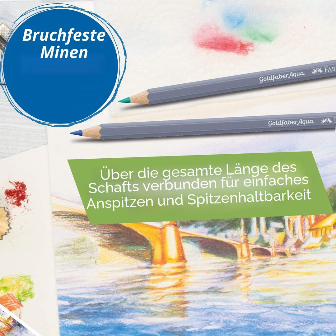 Faber-Castell 114639 - Aquarellstift Aqua Goldfaber, 3,3 mm Mine, 36 Stück im Geschenketui