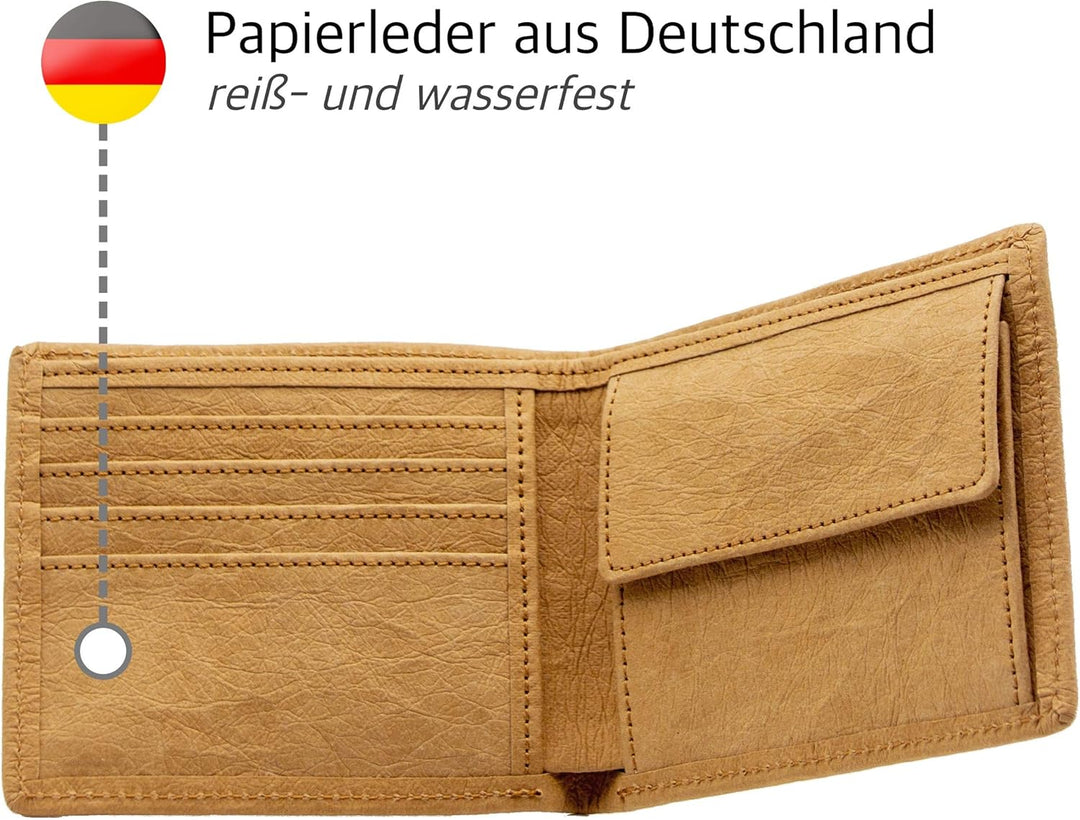Locklair Herren Geldbörse aus veganem Papierleder, Männer Portemonnaie mit RFID-Schutz, Vegan Wallet