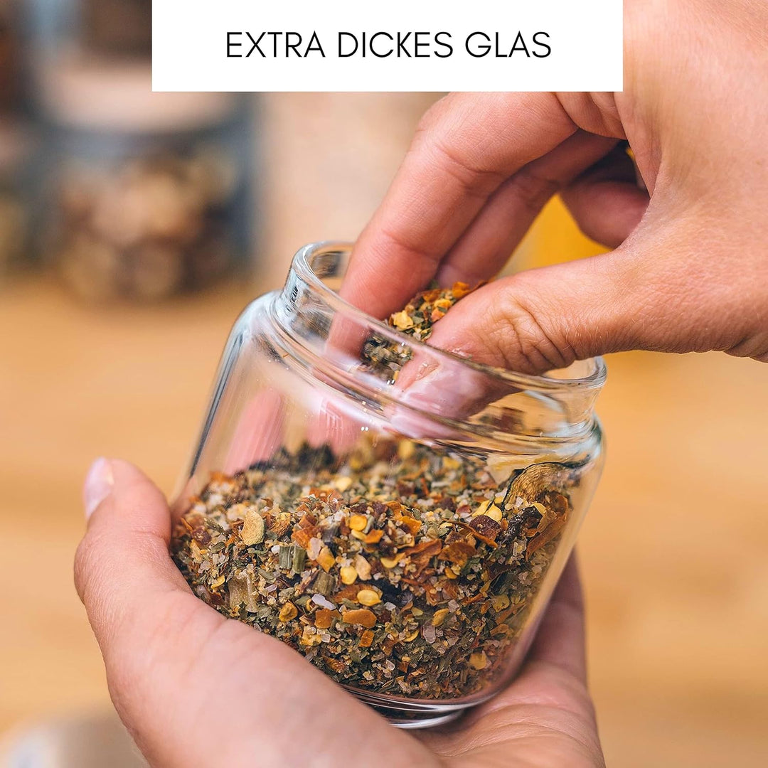 Econovo® Gewürzgläser Set mit Deckel (6-teilig) aus mundgeblasenem Borosilikatglas, Gewürzdosen Vorr