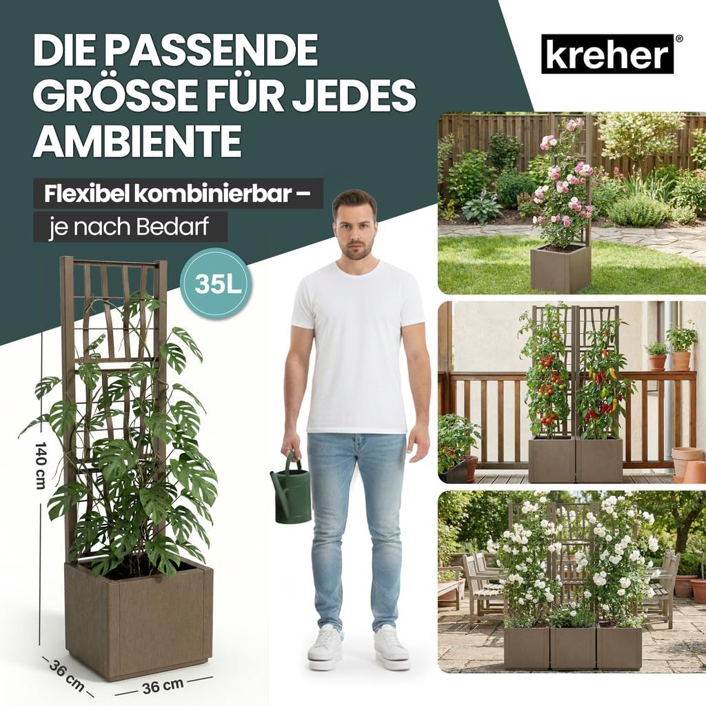 2 x Kreher® XL Rankgitter, Spalier mit Pflanzkasten aus robustem Kunststoff. In verschiedenen Grösse