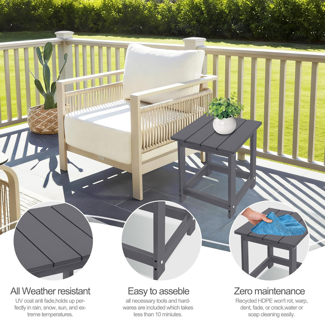 LZRS Adirondack quadratischer Beistelltisch für den Aussenbereich, Pool-Verbundwerkstoff, Outdoor-Te