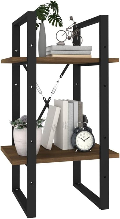 homiuse Bücherregal 2 Fächer Braun Eiche-Optik 40x30x70cm Holzwerkstoff BüCherregal Regal Wand WüRfe