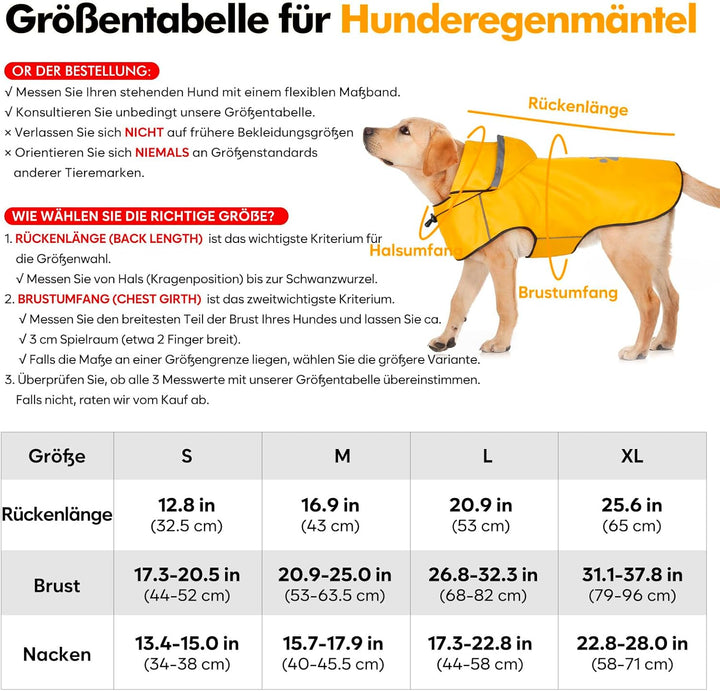 Regenmantel Hund DQGHQME Hunderegenmantel mit Reflexstreifen, Verstellbarer Regenjacke Hund, Hundema