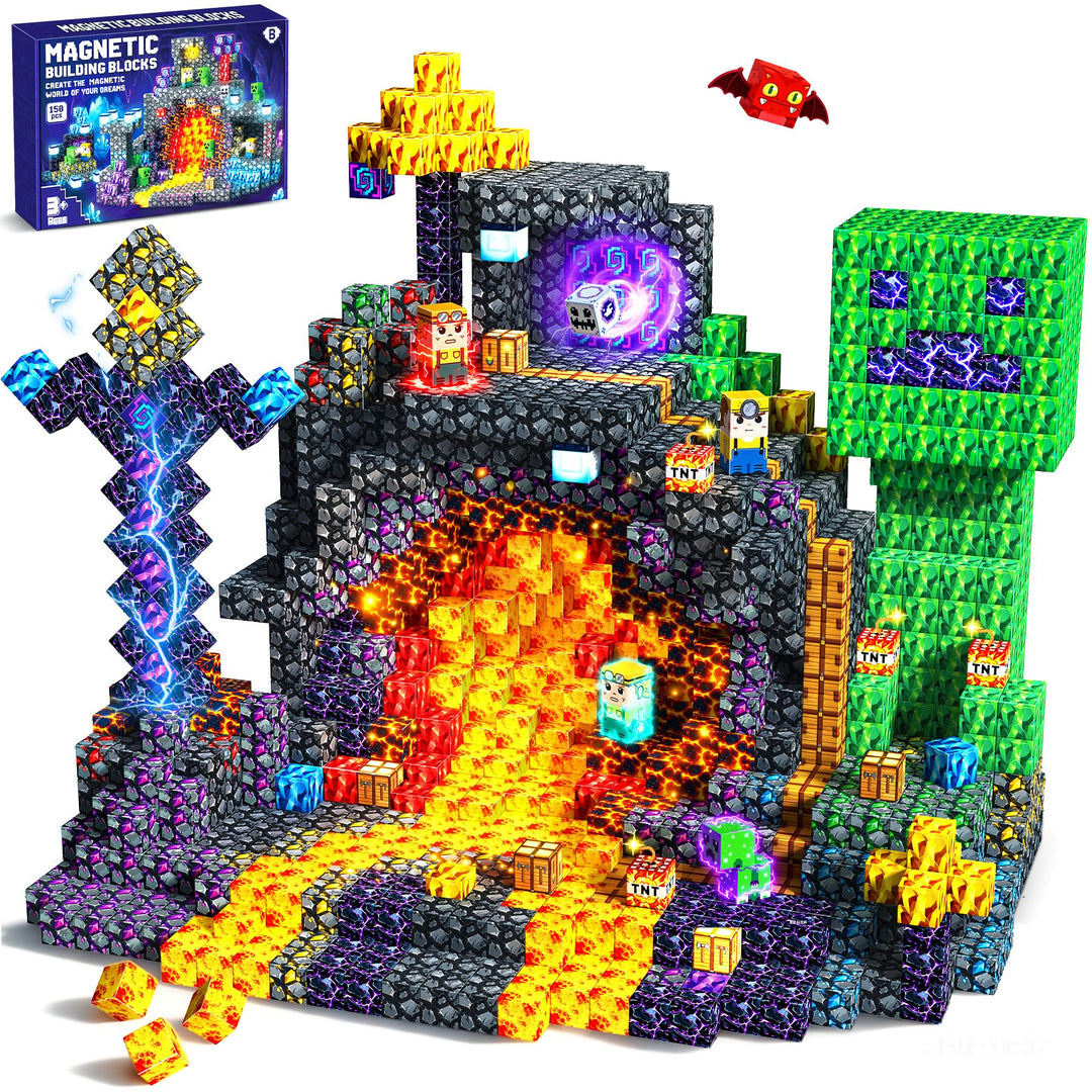 Magnetische Bausteine - 150 Teile Magnetbausteine Magnetspielzeug, Magnetische Bauwelt Spielzeug Mag