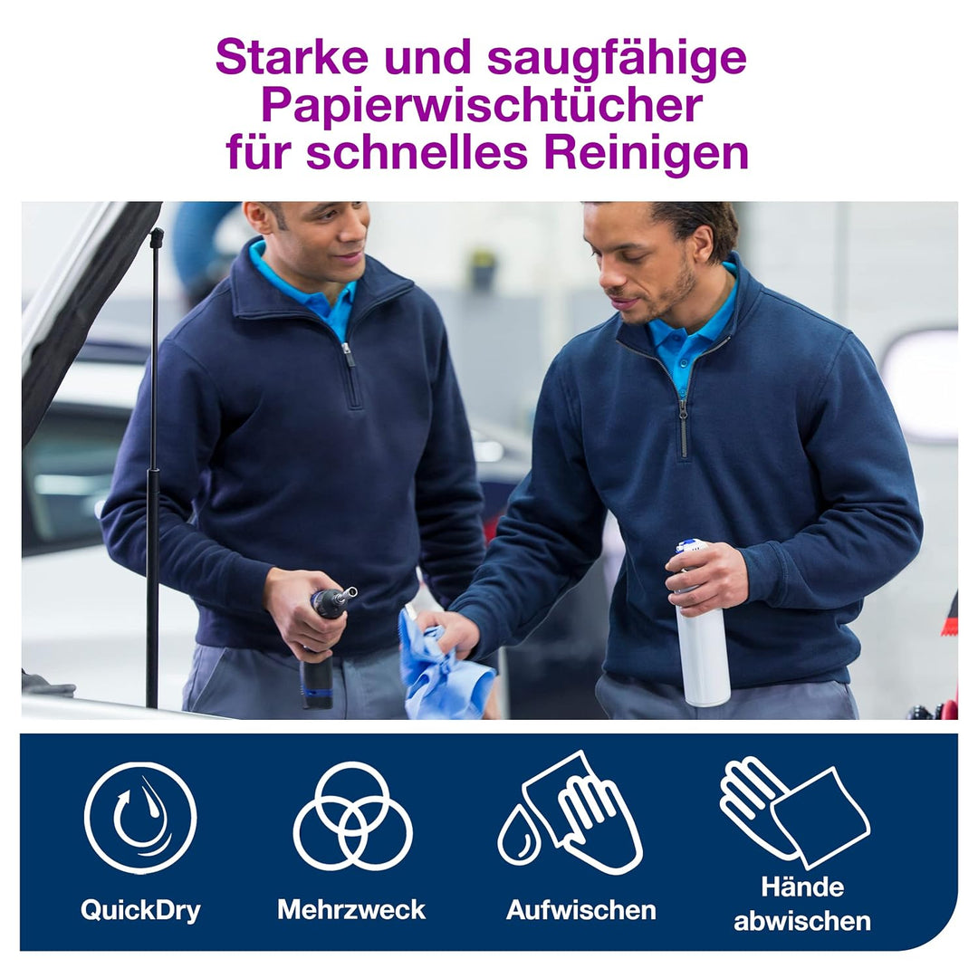 Tork 130052 Starke Mehrzweck Papiertücher für W1/W2 Systeme / 2-lagiges saugfähiges Papier in Blau /