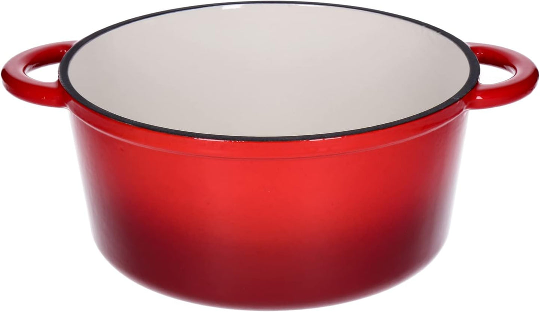 Kochtopf, Kasserole Fleischtopf aus emailliertem Gusseisen mit Deckel 6L, Ø28cm Edelstahl-Knauf, für