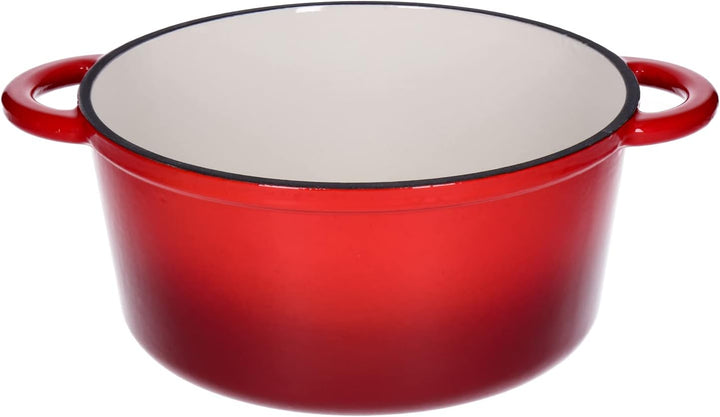 Kochtopf, Kasserole Fleischtopf aus emailliertem Gusseisen mit Deckel 6L, Ø28cm Edelstahl-Knauf, für