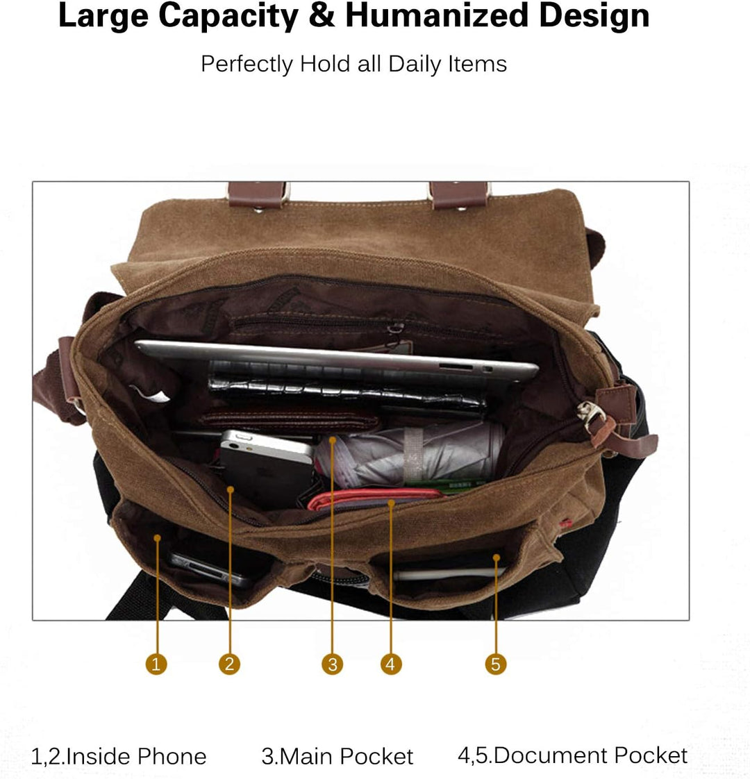 FANDARE Neu Retro Messenger Bag Umhängetasche Schultertasche 14 Zoll Laptoprucksäcke Herren Tasche K