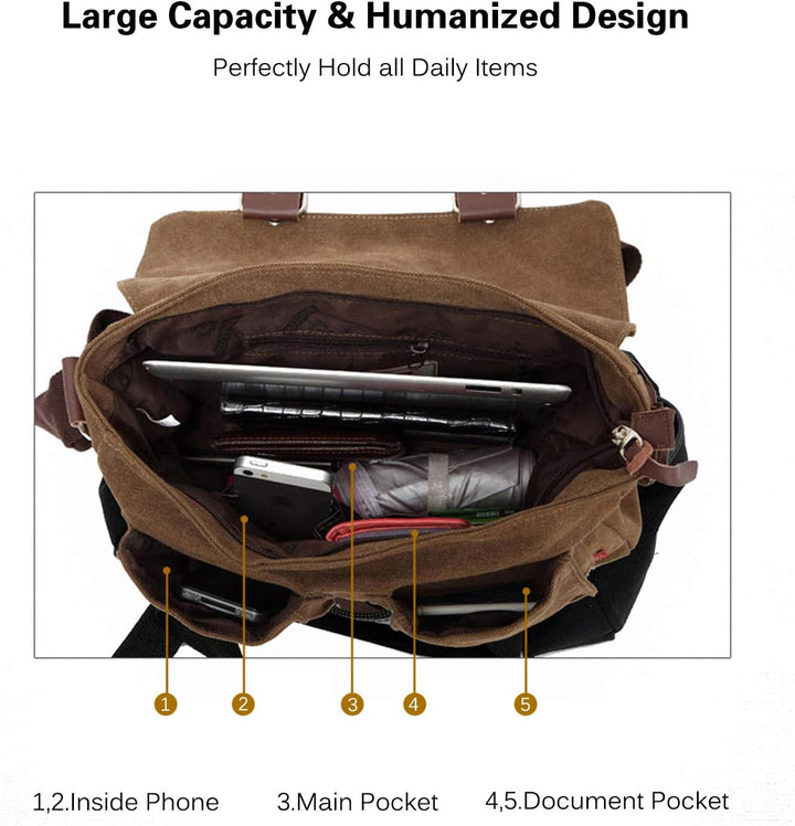 FANDARE Neu Retro Messenger Bag Umhängetasche Schultertasche 14 Zoll Laptoprucksäcke Herren Tasche K