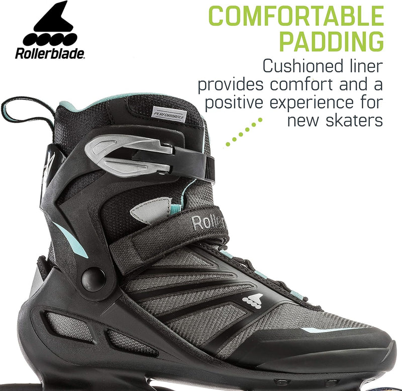 Rollerblade Zetrablade Damen Erwachsene Fitness Inlineskate Schwarz Hellblau Performance Inline Skat