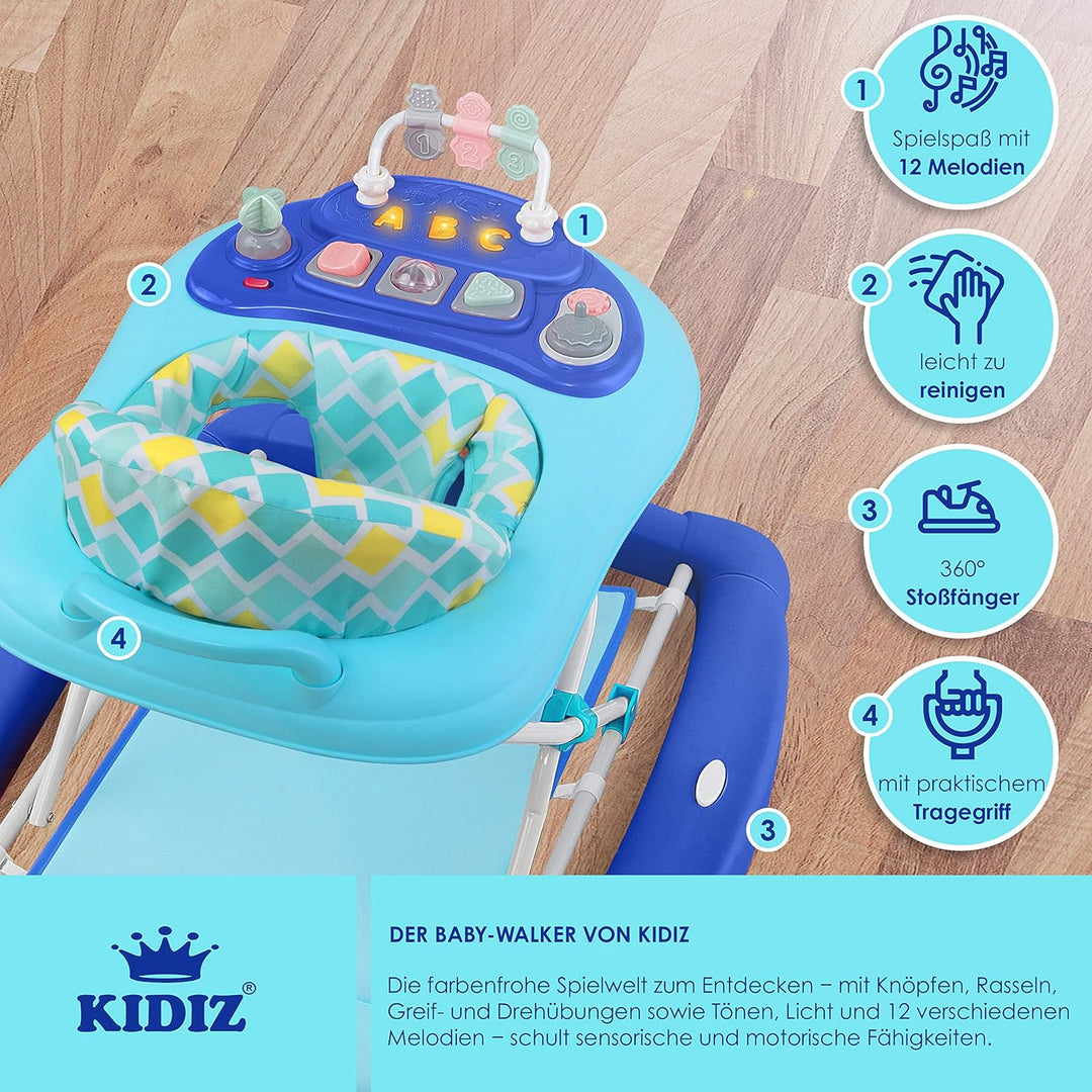 KIDIZ® 4in1 Lauflernhilfe Babywalker Spiel- und Lauflernwagen Gehfrei Schaukelfunktion Babywippe mit