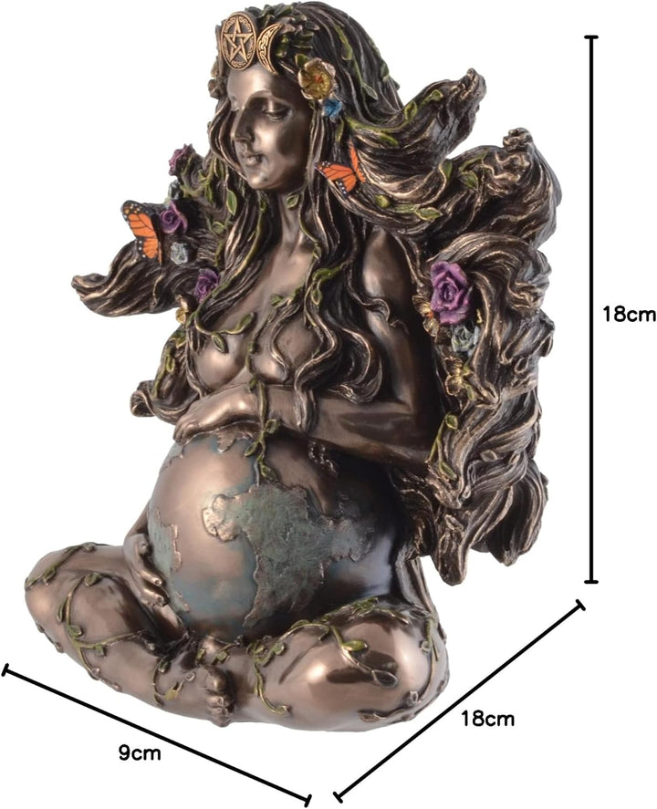 Gaia Erdmutter sitzend mit Blumen und Schmetterlingen - bronziert/coloriert by Veronese