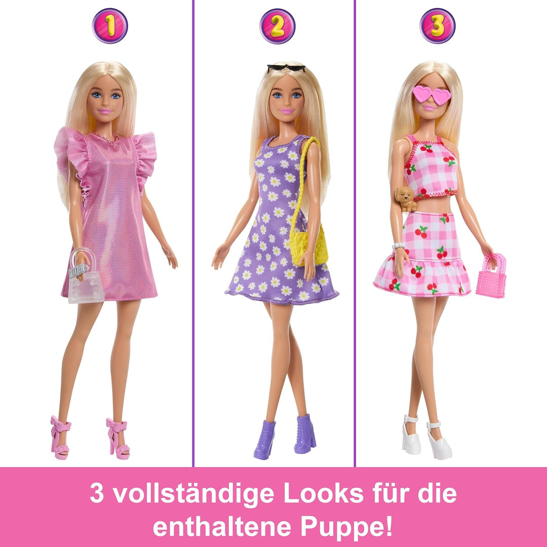 Barbie Traumkleiderschrank Spielzeug, Spielset mit blonder Modepuppe, Moden und Accessoires, knapp 1