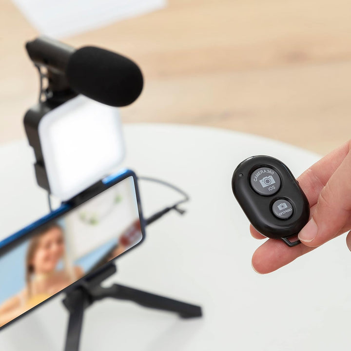 InnovaGoods® Vlogging-Kit mit Licht, Mikrofon und Fernbedienung Plodni (6 Teile). Professionelle Vid