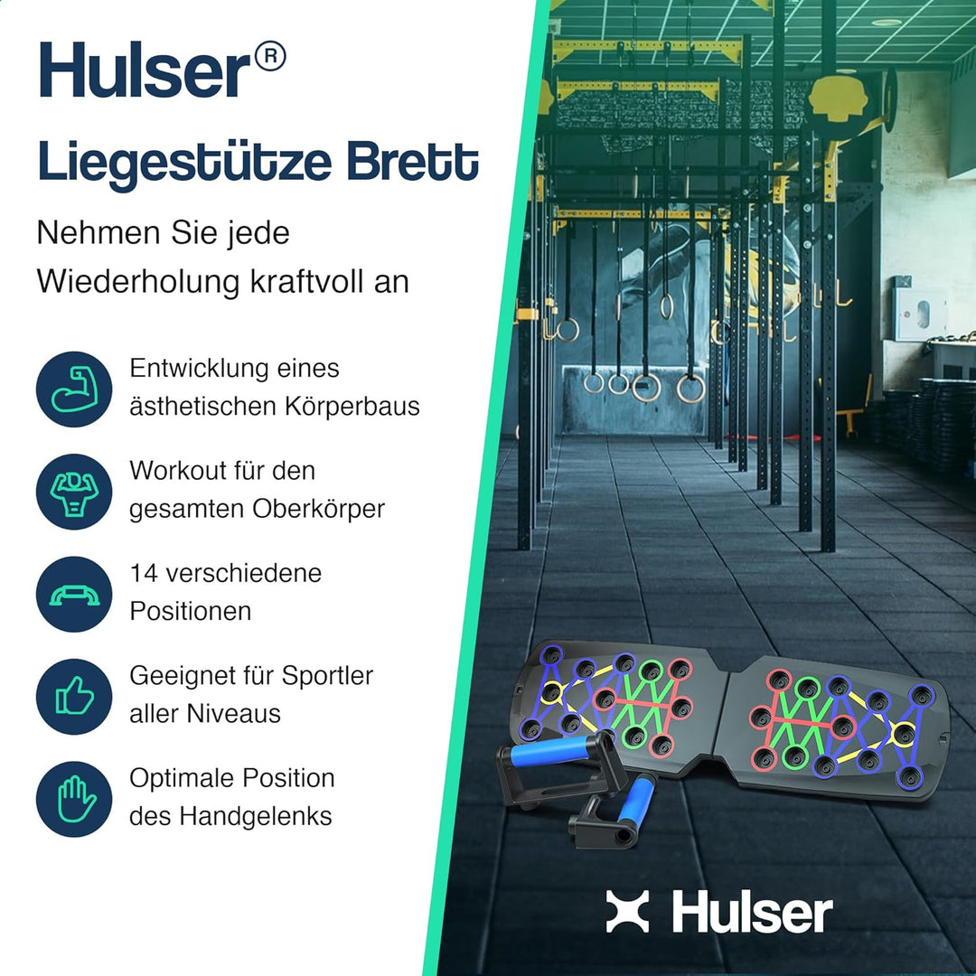 Hulser Liegestütze Brett - 14 in 1 - Faltbares Liegestütz-Brett - Push-up board für Krafttraining -
