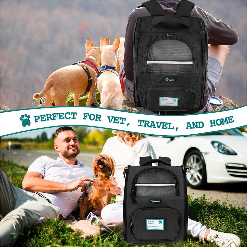PetAmi Hunderucksack für kleine und grosse Katze, Haustier, Welpen, belüfteter Haustier-Wanderrucksa