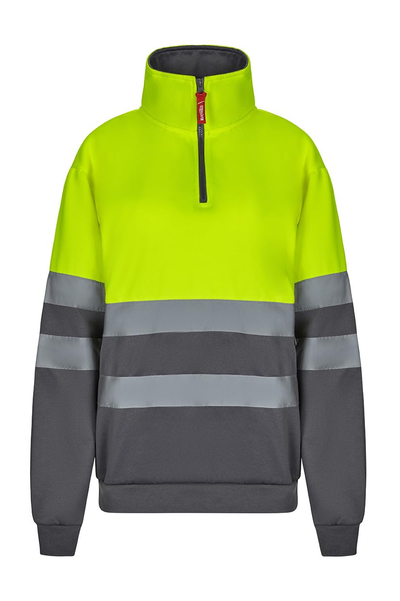 VELILLA Unisex Sweatshirt mit hoher Sichtbarkeit 5XL Grau / Neon Gelb, 5XL Grau / Neon Gelb