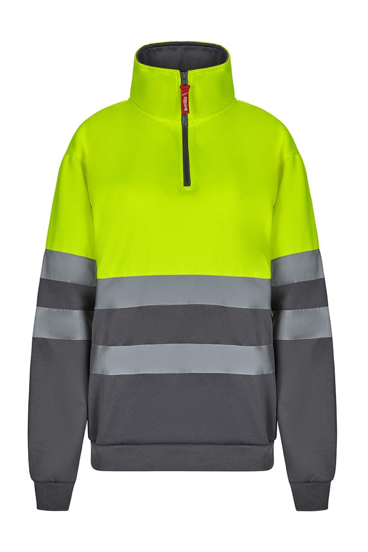 VELILLA Unisex Sweatshirt mit hoher Sichtbarkeit 5XL Grau / Neon Gelb, 5XL Grau / Neon Gelb