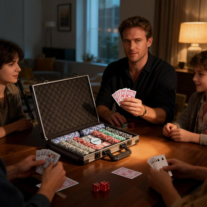 SPORTNOW Pokerkoffer Pokerset, Poker Komplett Set mit 400 Chips, 11,5 Gramm, 2 Kartendecks, 5 Würfel