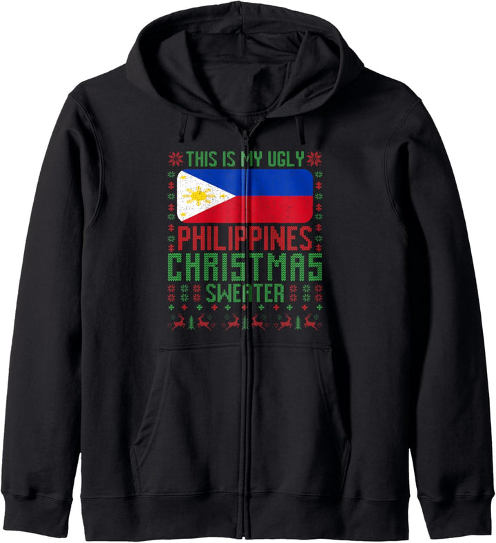 Philippinen Ugly Christmas Sweater Philippinen Flagge Filipino Kapuzenjacke