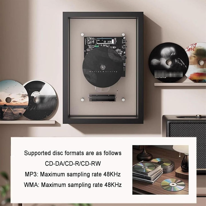 CD-Player Zum Dekorieren, Musik-Deko-Bilderrahmen Mit Fernbedienung, Bluetooth 5.0/3,5-mm-AUX-Ausgan