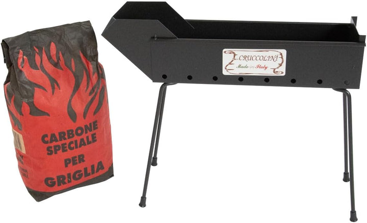 CRUCCOLINI BA12 Grill Drehspiess mit Kohle, Schwarz, 50 x 13 x 43 cm