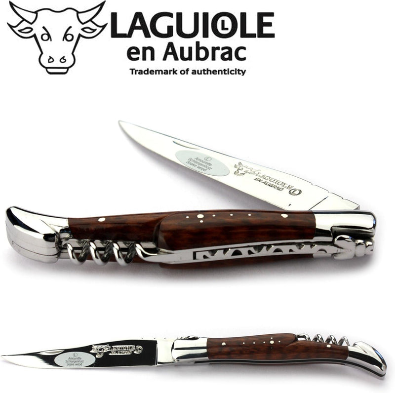 Laguiole en Aubrac Taschenmesser mit Korkenzieher L0312AMIF 12 cm, Griffschalen Schlangenholz, Kling