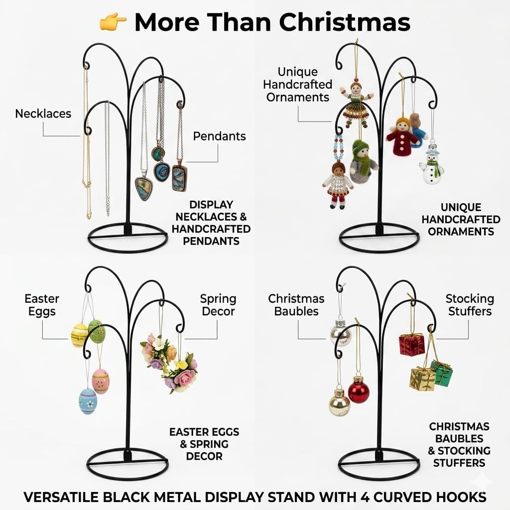 HOHIYA Weihnachtsdekoration Ständer Hängehaken für Hunde Katzen Glaskugel schwarz, Schwarz