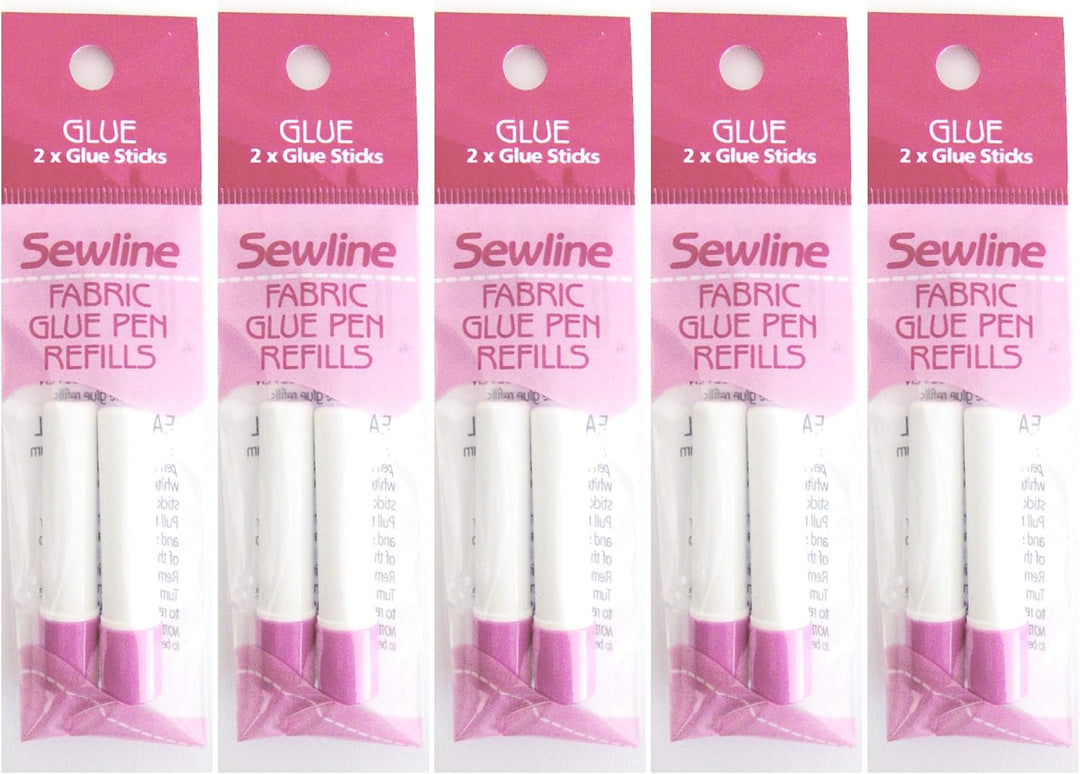 Sewline Textilklebestift plus 5 x Doppel-Nachfüllpackung, EPP, keine Nadeln, trocknet klar, Nähen un