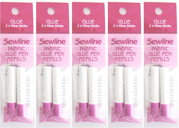 Sewline Textilklebestift plus 5 x Doppel-Nachfüllpackung, EPP, keine Nadeln, trocknet klar, Nähen un