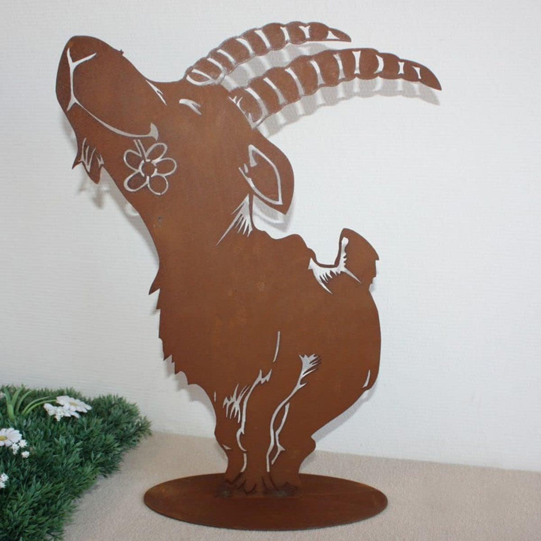 Ferrum Art Design Steinbock auf Platte Rostfigur M ca. 39 cm H