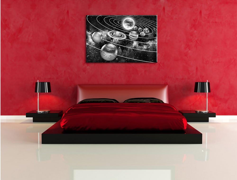 Pixxprint Sonnensystem mit unseren Planeten als Leinwandbild/Grösse: 100x70 cm/Wandbild/Kunstdruck/f