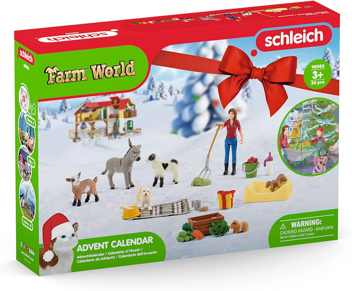 schleich 98983 Adventskalender 2023 FARM WORLD, ab 3 Jahren, FARM WORLD - Spielset, 24 Teile