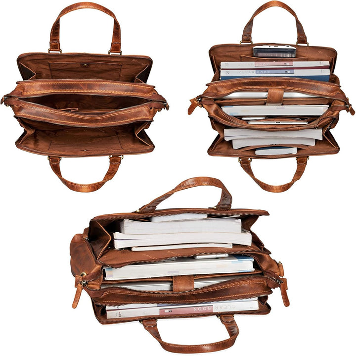 STILORD 'Claire' Businesstasche Damen Leder 15 Zoll Laptoptasche DIN A4 Aktentasche Umhängetasche un