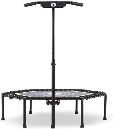 Klarfit Jumpanatic Trampolin Indoor - Fitness Trampolin mit extra grosser Sprungfläche von 112 cm Ø,