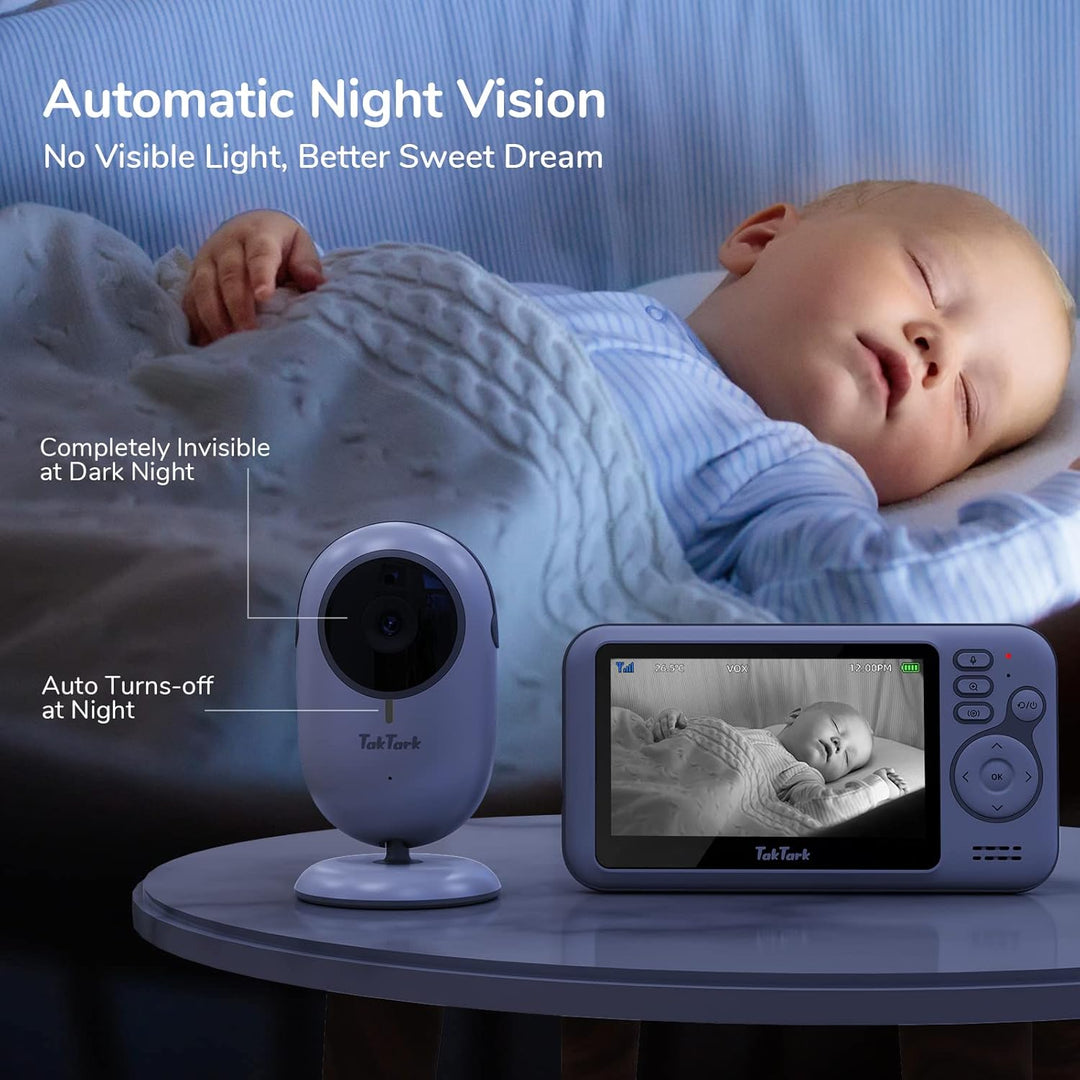 TakTark Babyphone mit Kamera, 4.3'' Video Baby Monitor, Babyphone Babyfon mit Kamera und Audio mit V