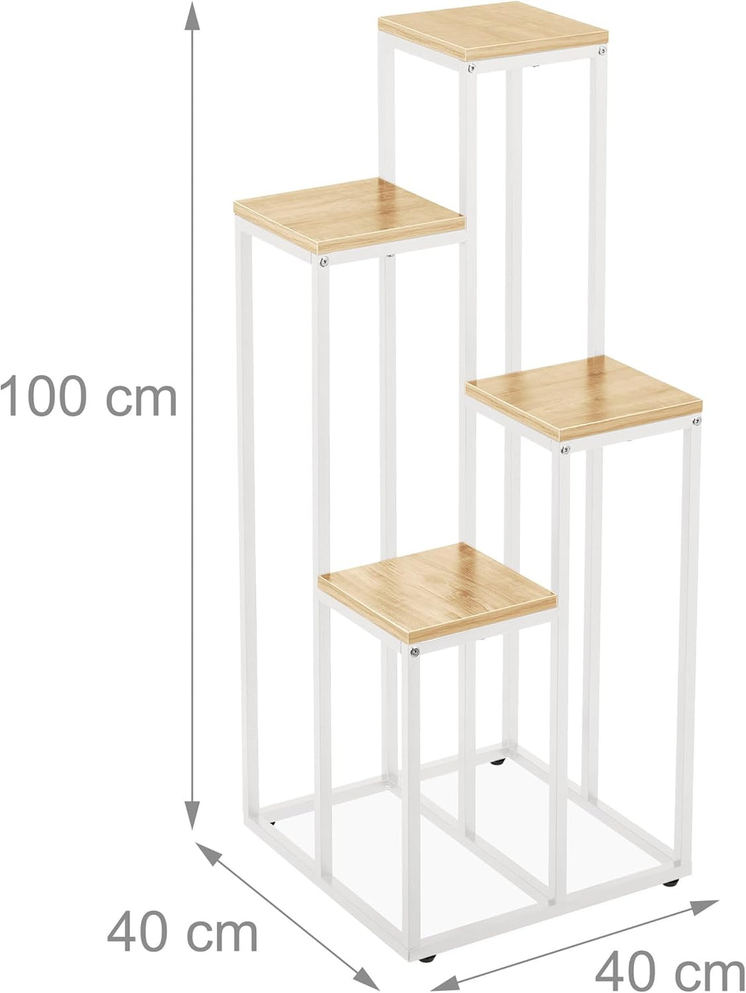 Relaxdays Blumentreppe, 4 Ablagen, HxBxT: 80 x 40 x 40 cm, platzsparend, Stahl und MDF, Design Blume