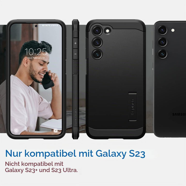 Spigen Tough Armor Hülle Kompatibel mit Samsung Galaxy S23 5G -Black S23 Schwarz, S23 Schwarz