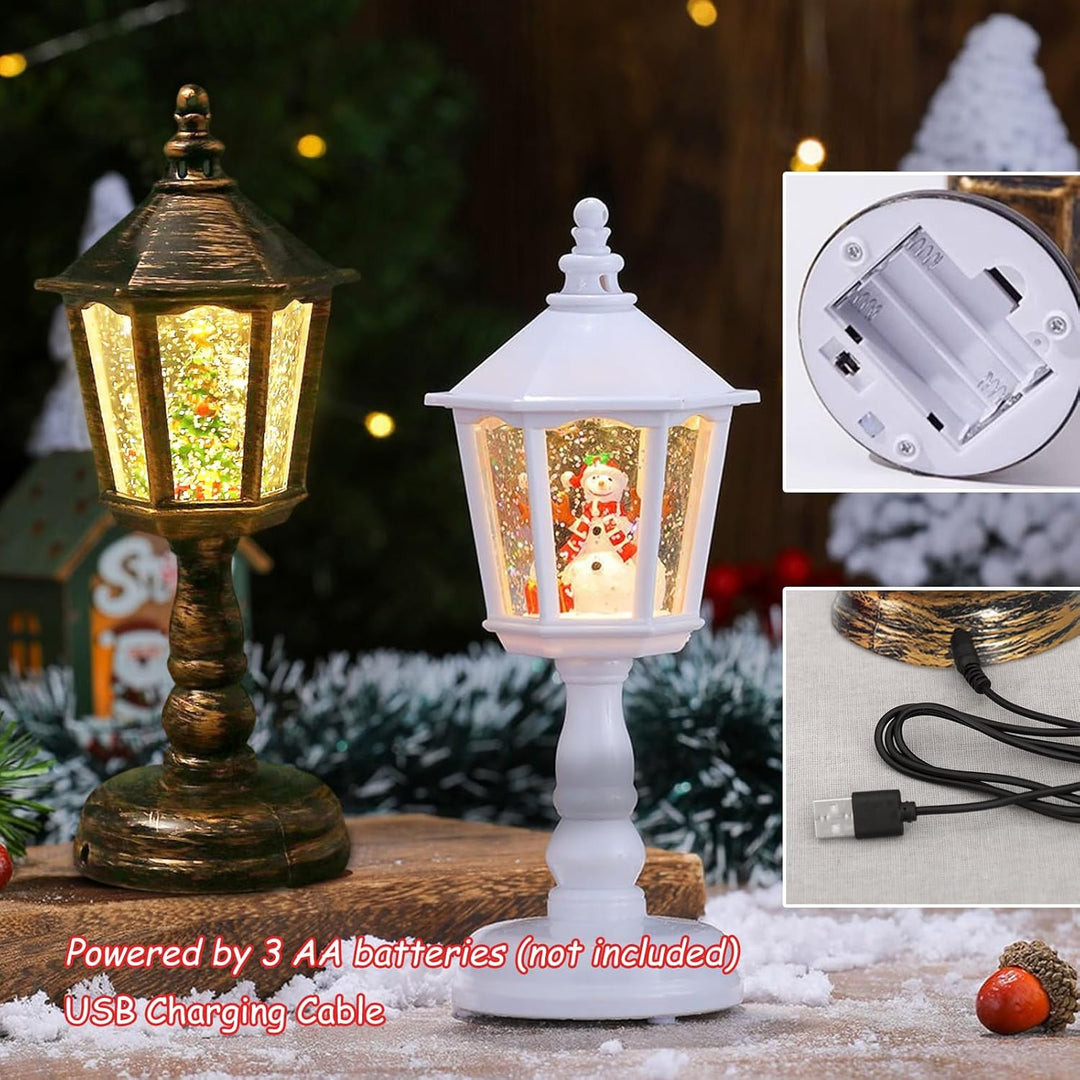 Schneekugel Weihnachten, Spieluhr Weihnachten, Warmweisses LED Licht, Schneekugel mit Musik, Windlic